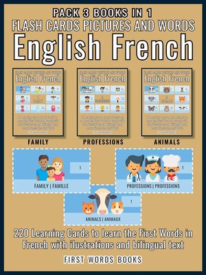 cover image of Pack 3 Books in 1--Flash Cards Pictures and Words English French